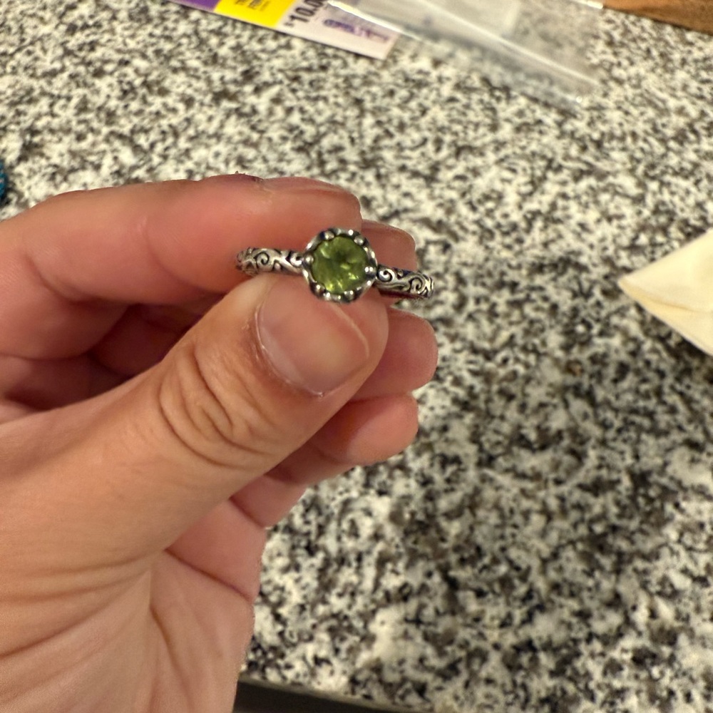 James Avery Silver Ring with Green Stone